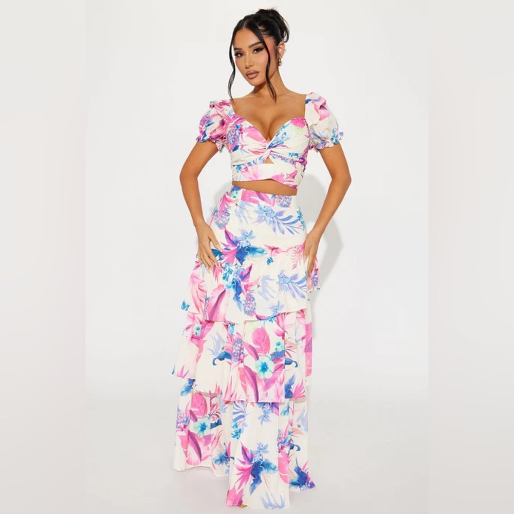 Fashion In My Moment Floral Skirt Set - Cream/combo